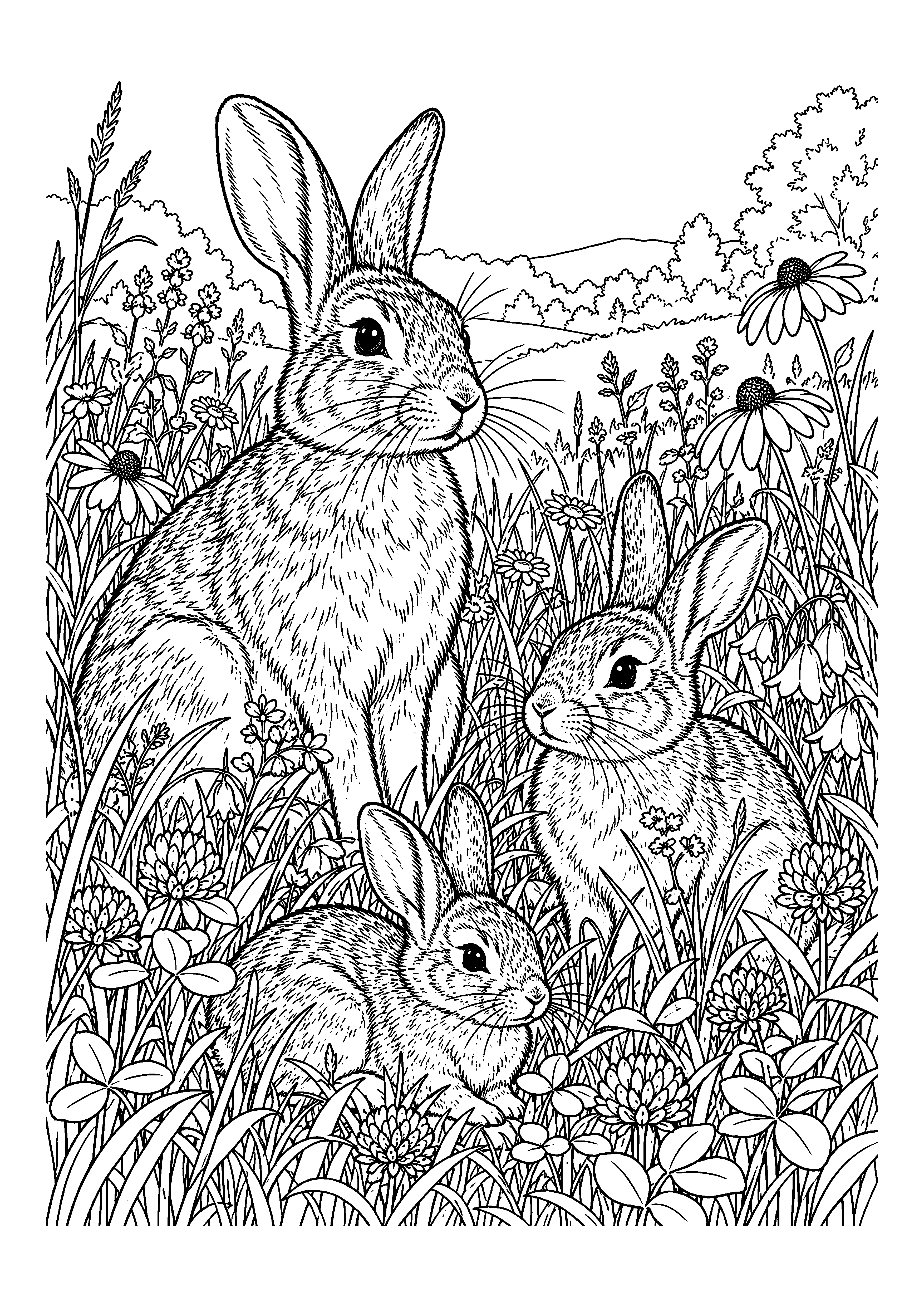 Rabbits in the Meadow