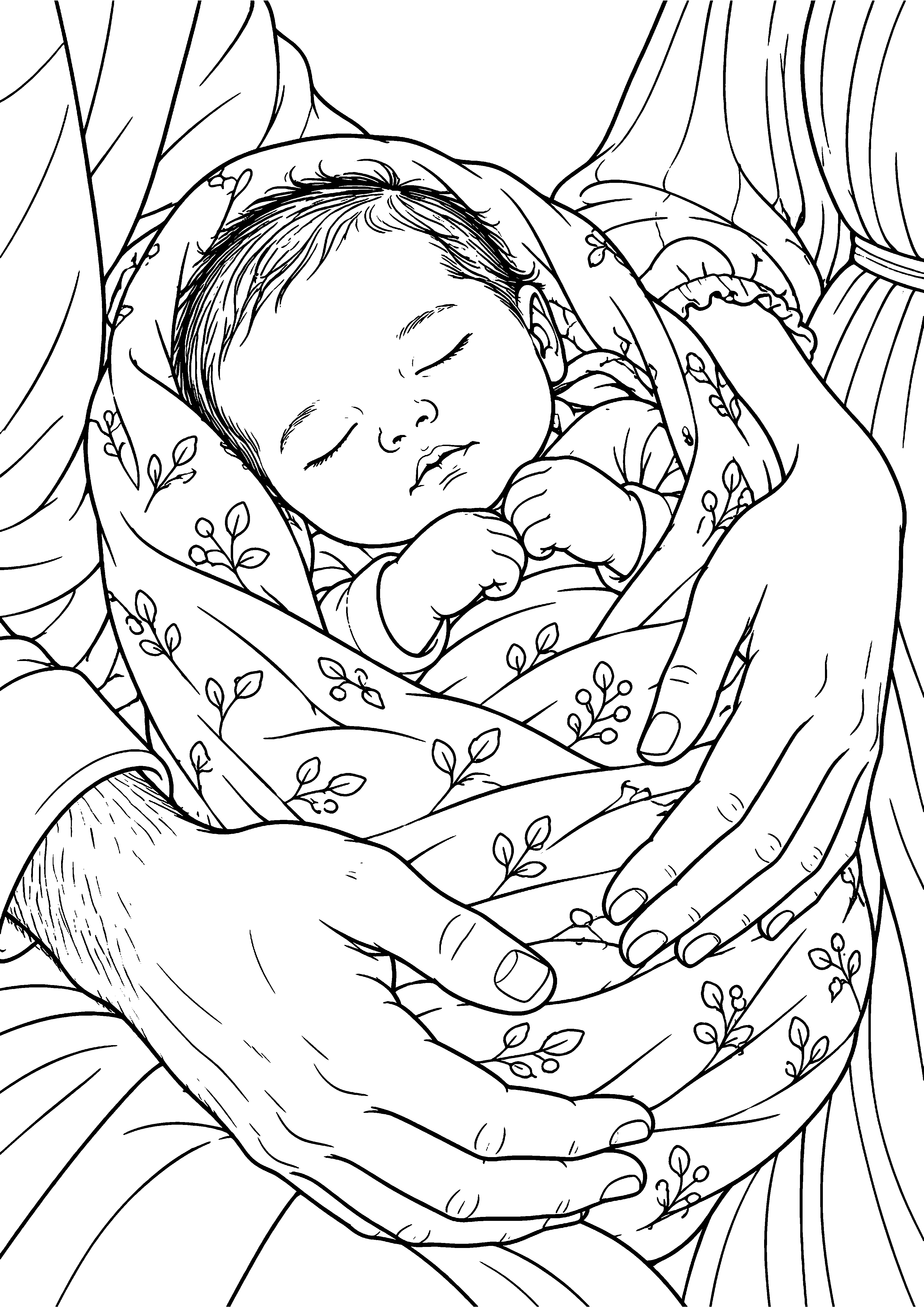 Newborn Cradled in Loving Hands