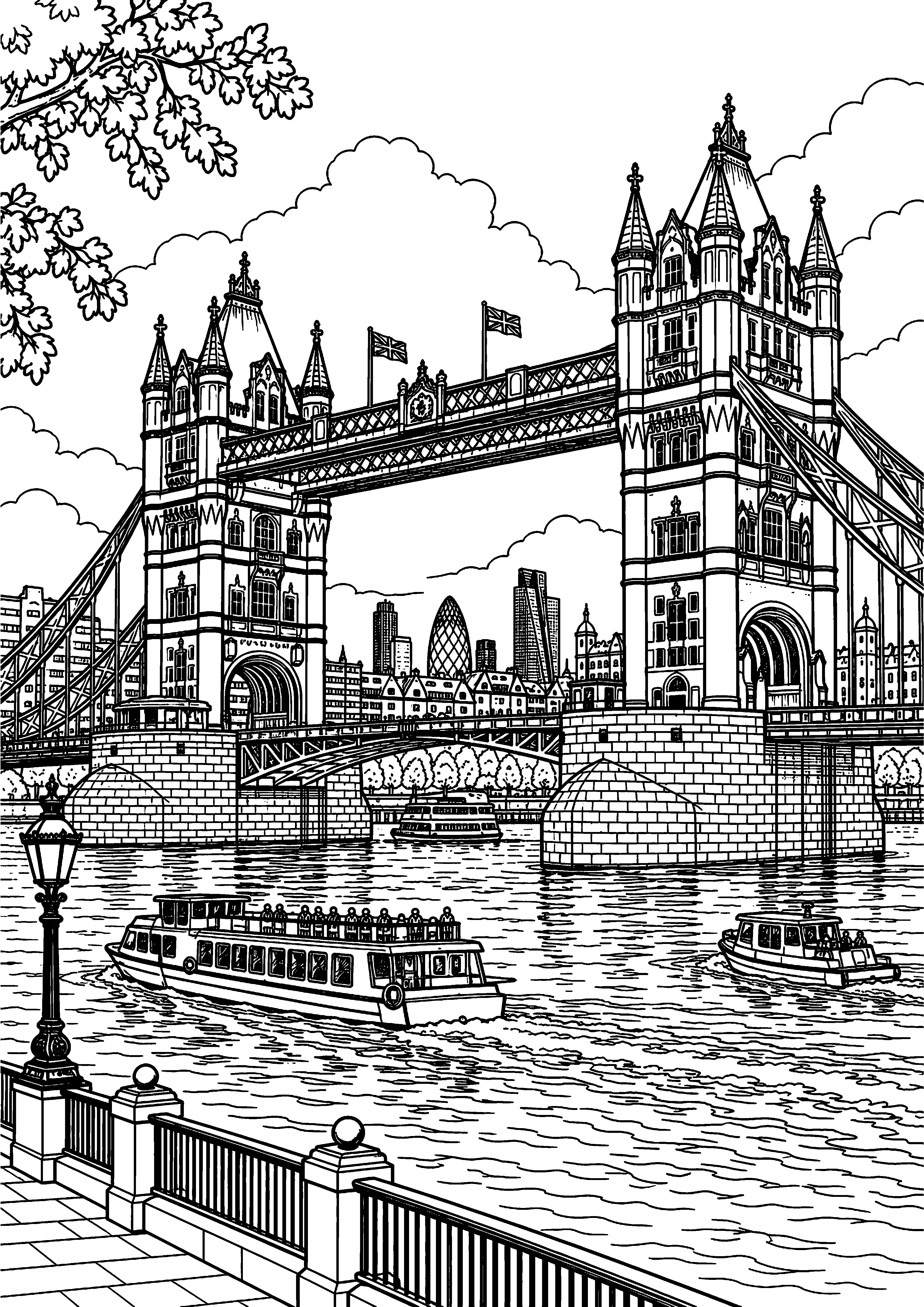 London Tower Bridge and Riverboats