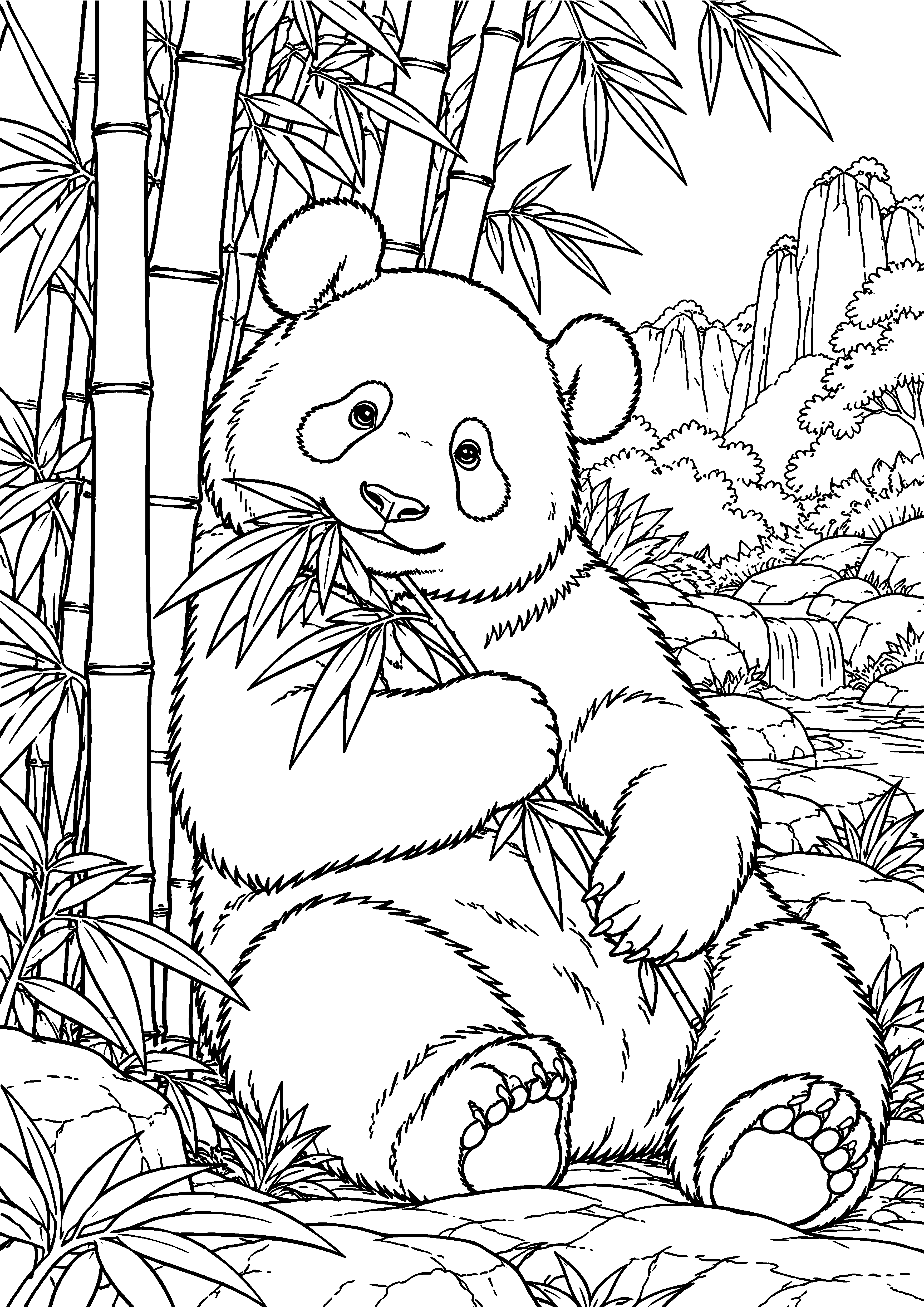 Giant Panda Resting in Bamboo