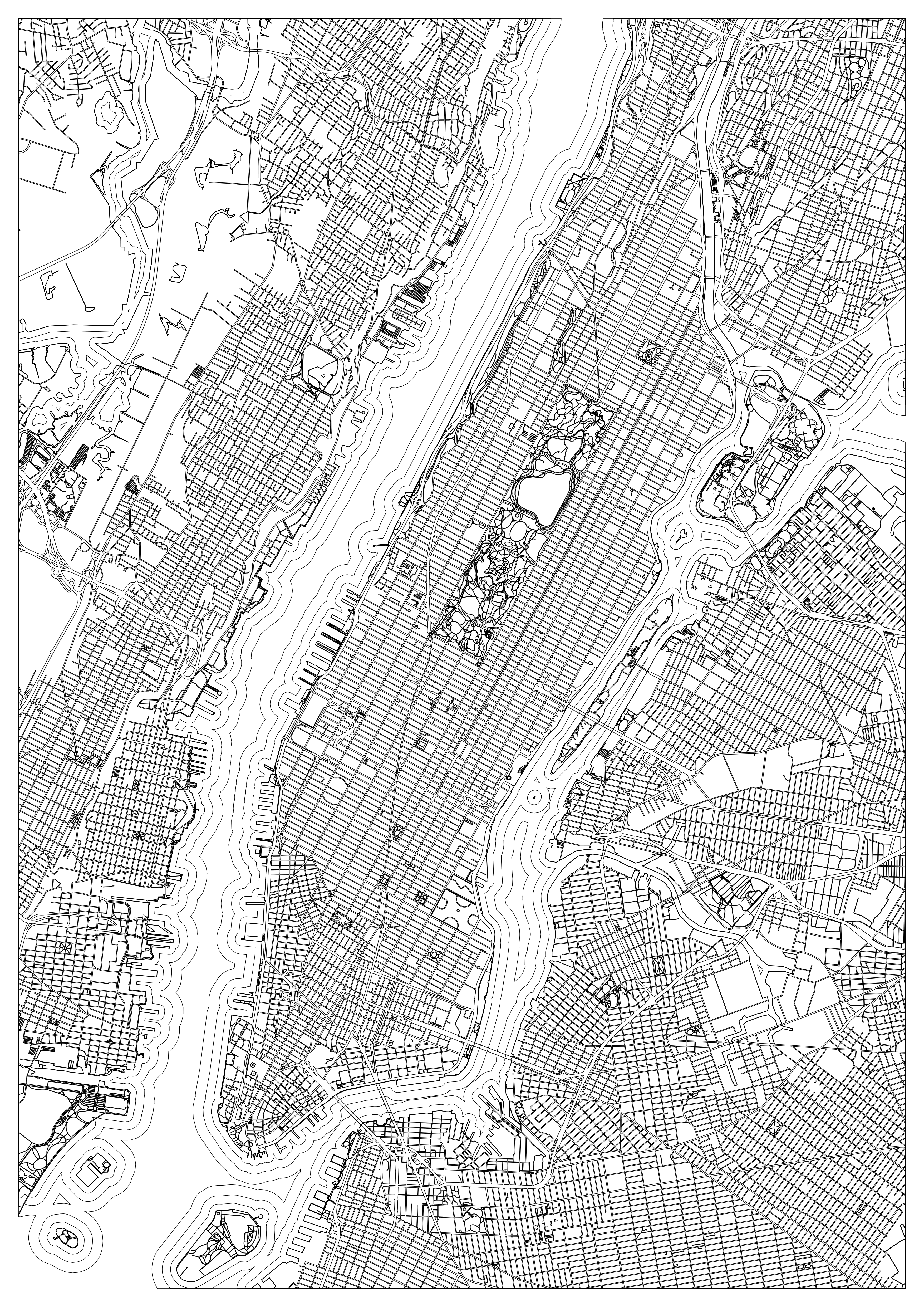 New York City Map Coloring Page