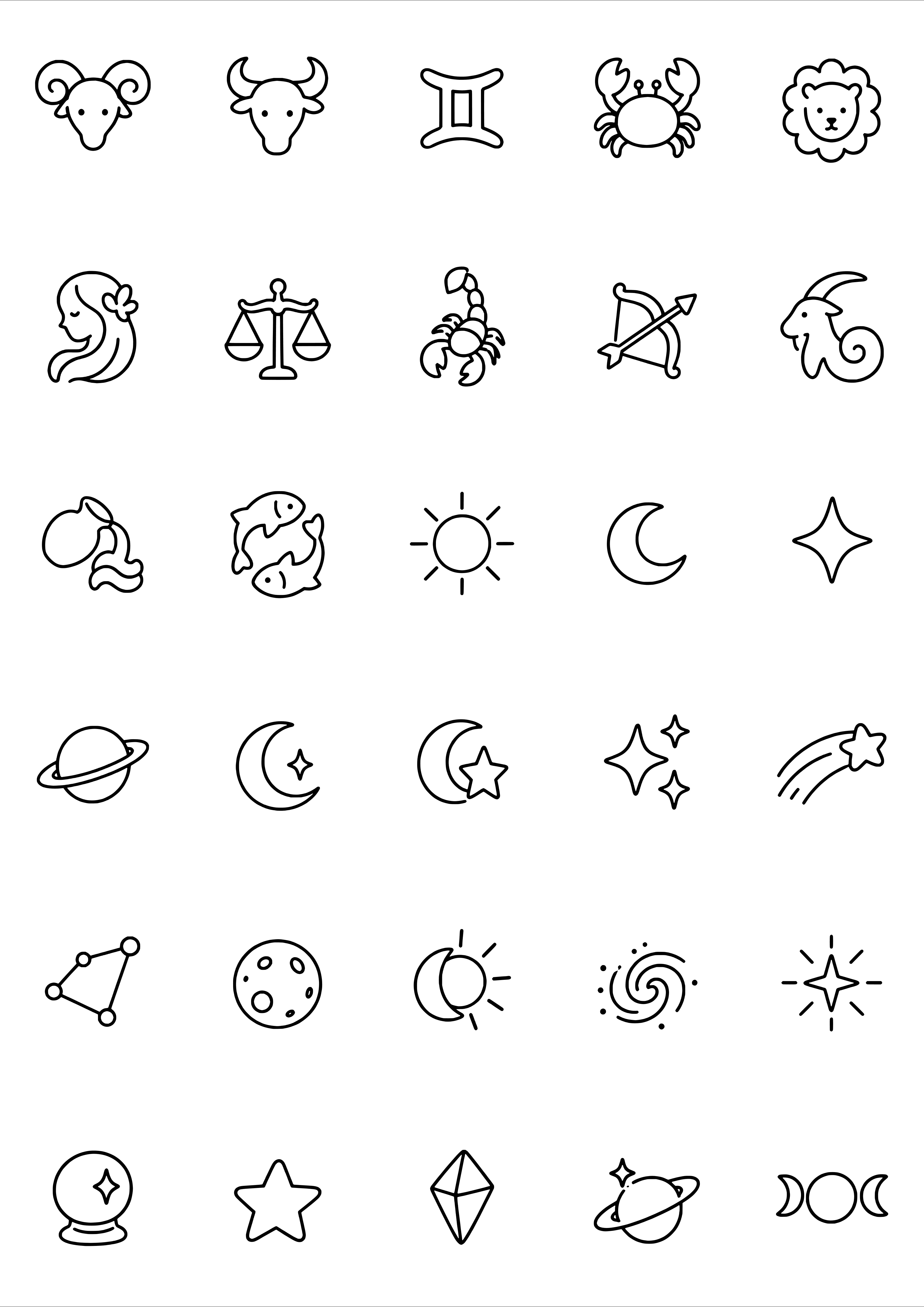 Tiny Astrology Tattoo Coloring Page