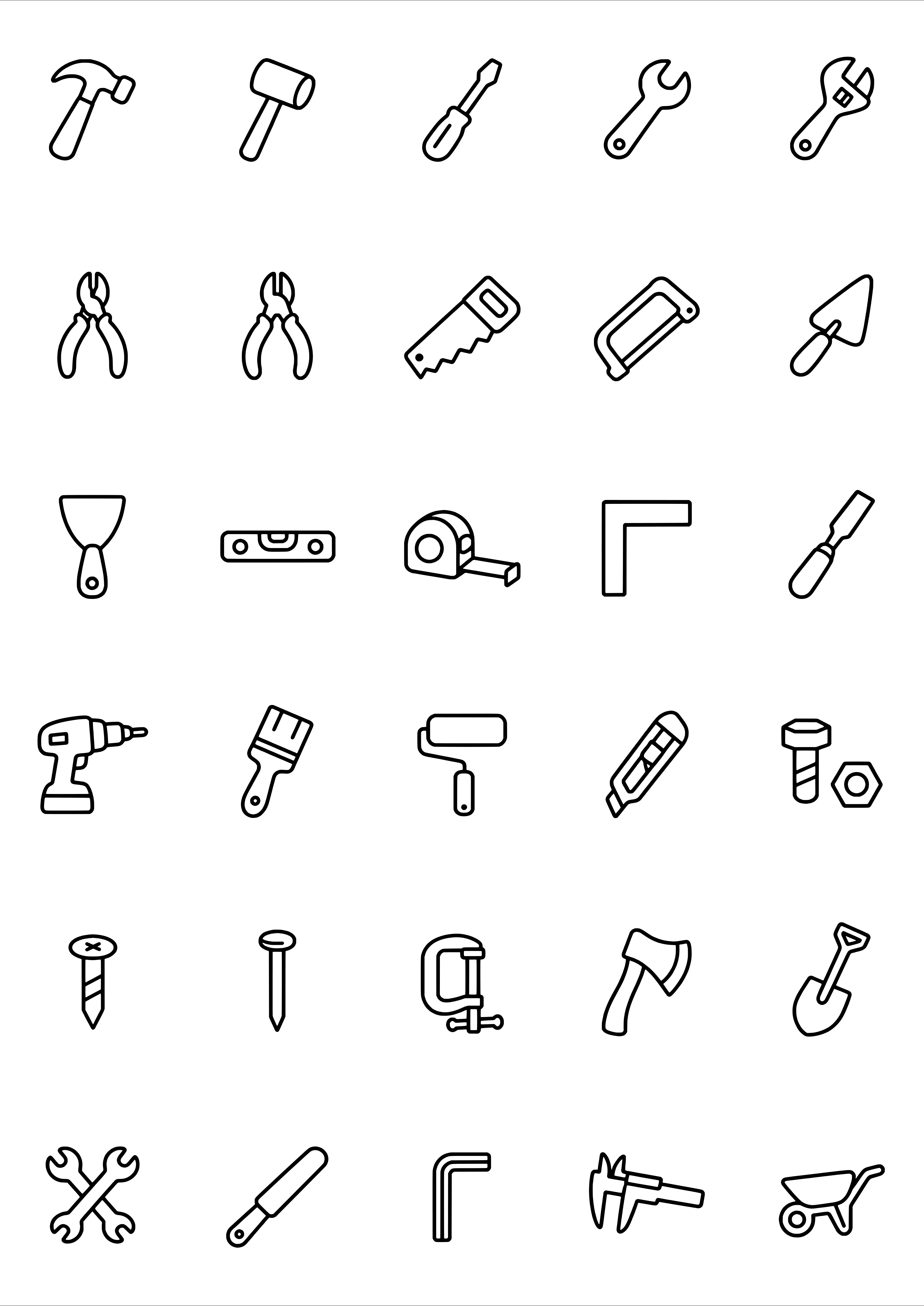 Tiny Construction Tool Tattoo Coloring Page