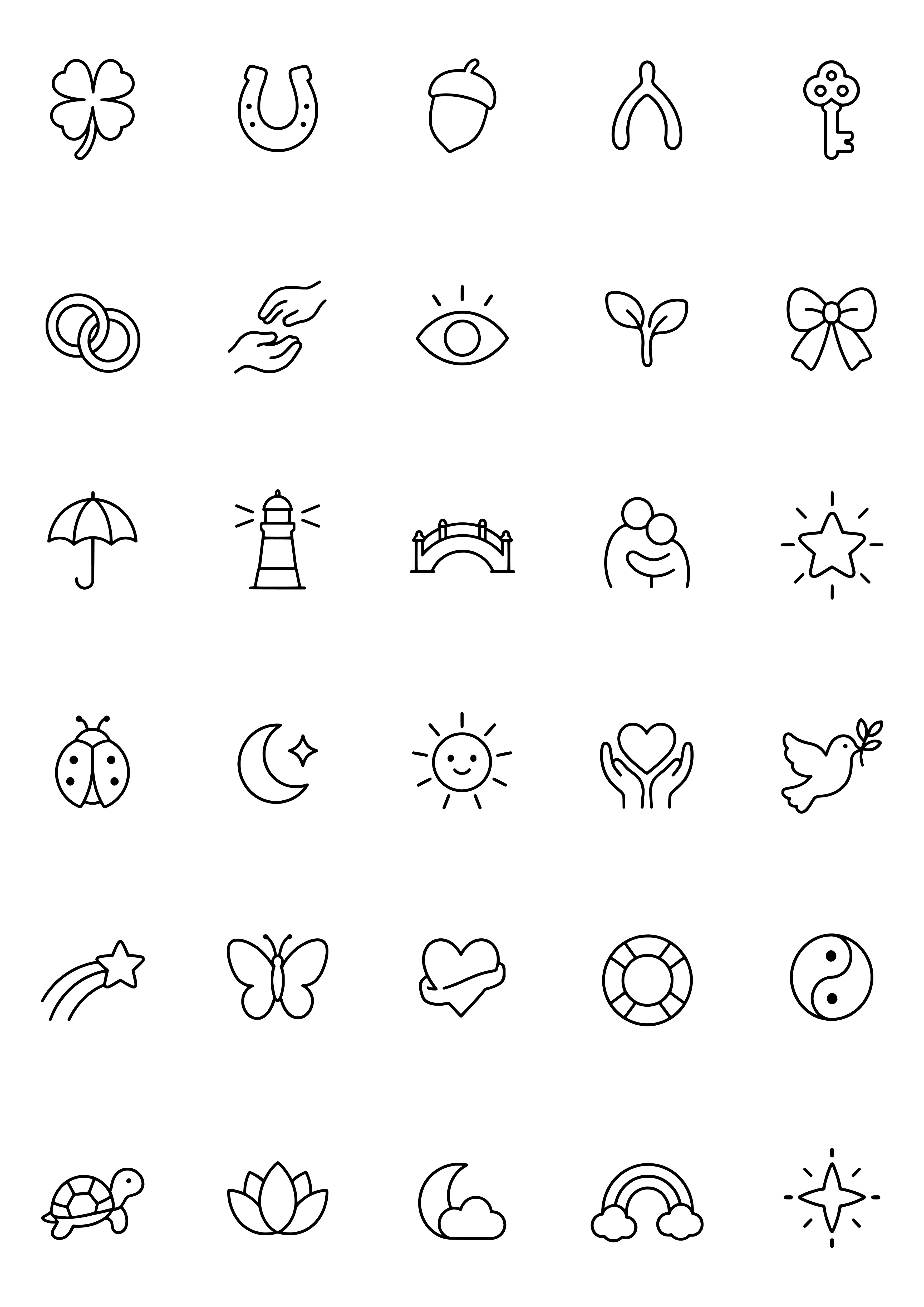 Tiny Luck and Support Symbol Tattoo Coloring Page