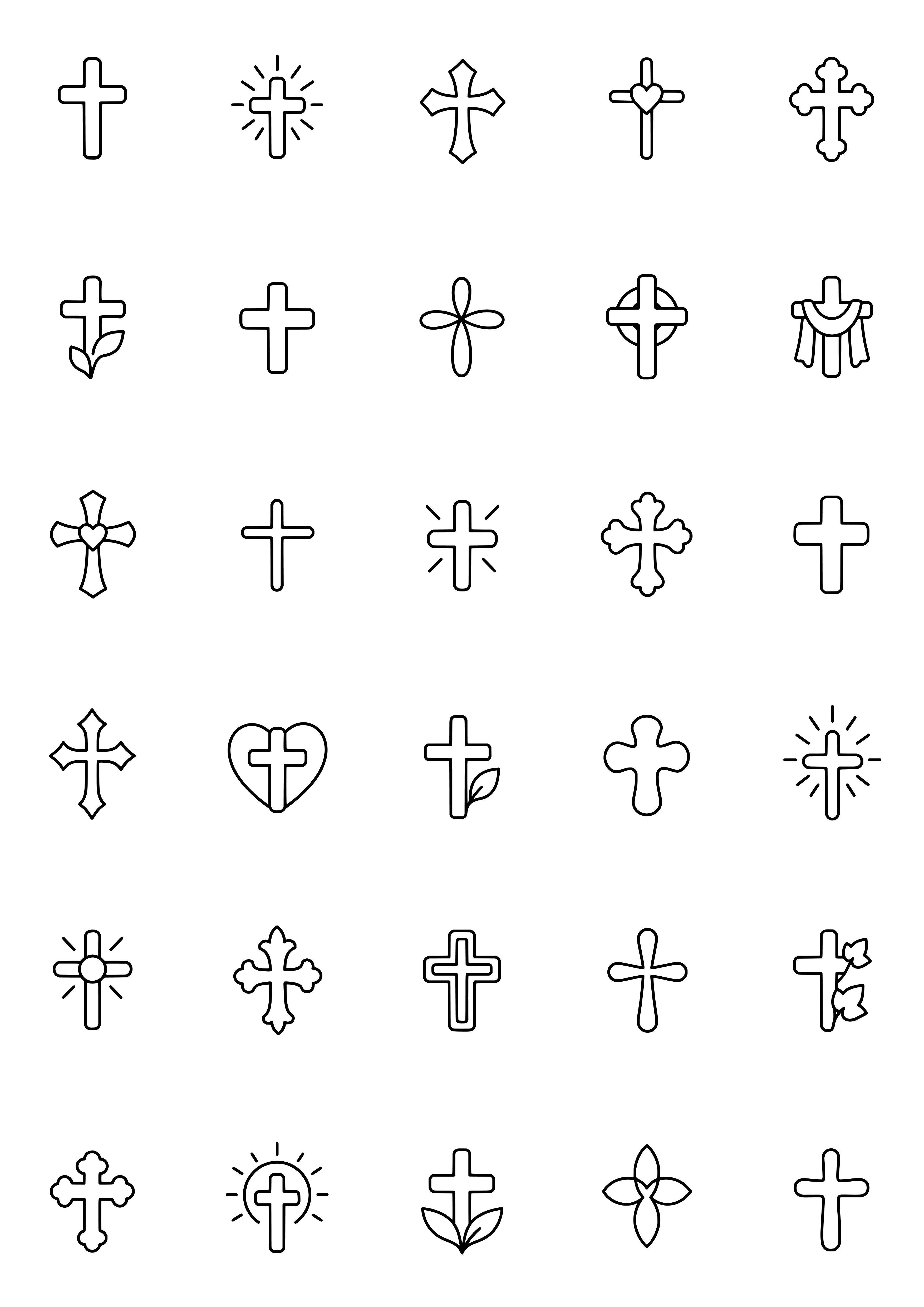 Tiny Christian Cross Tattoo Coloring Page