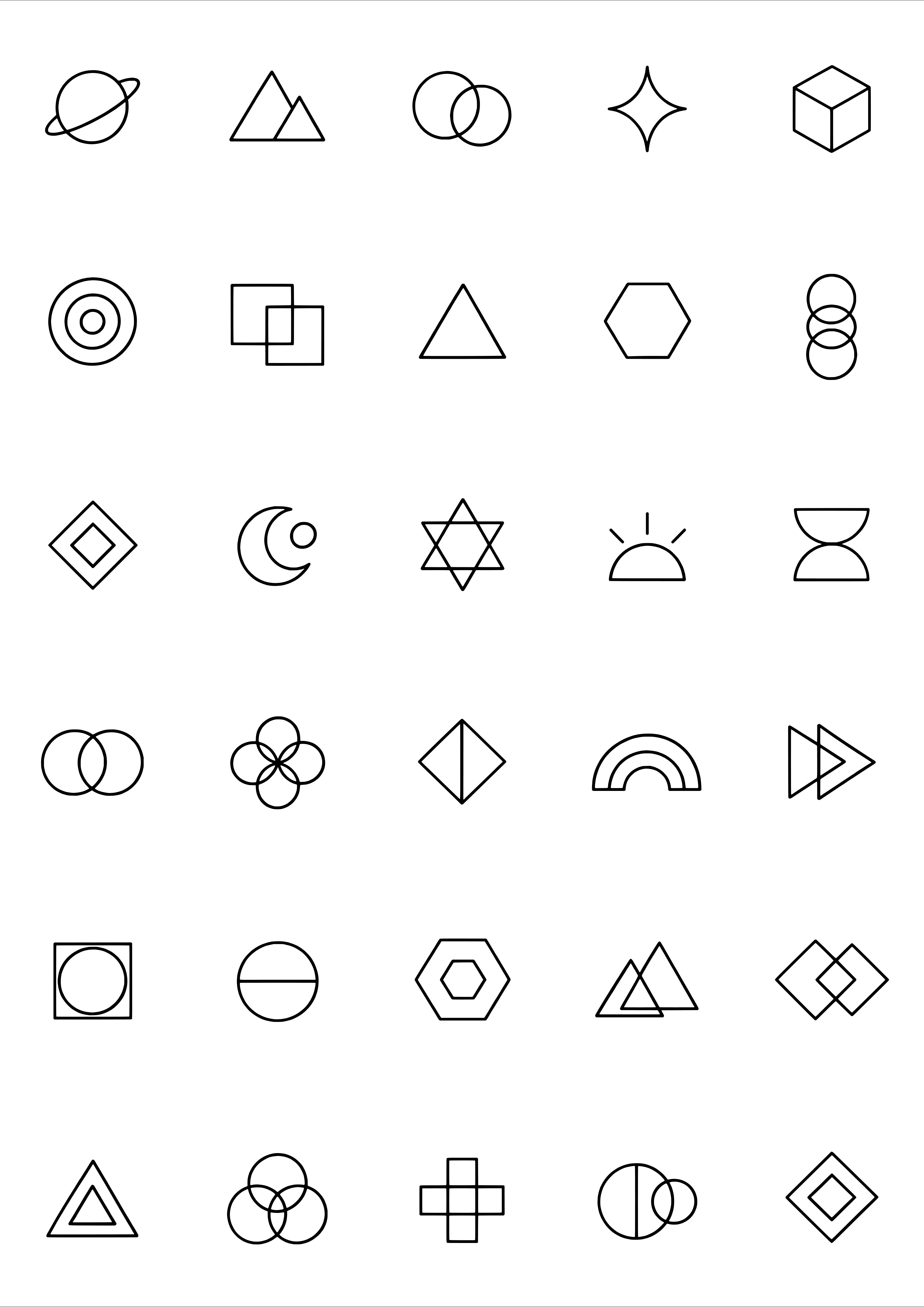 Tiny Geometric Line Tattoo Coloring Page