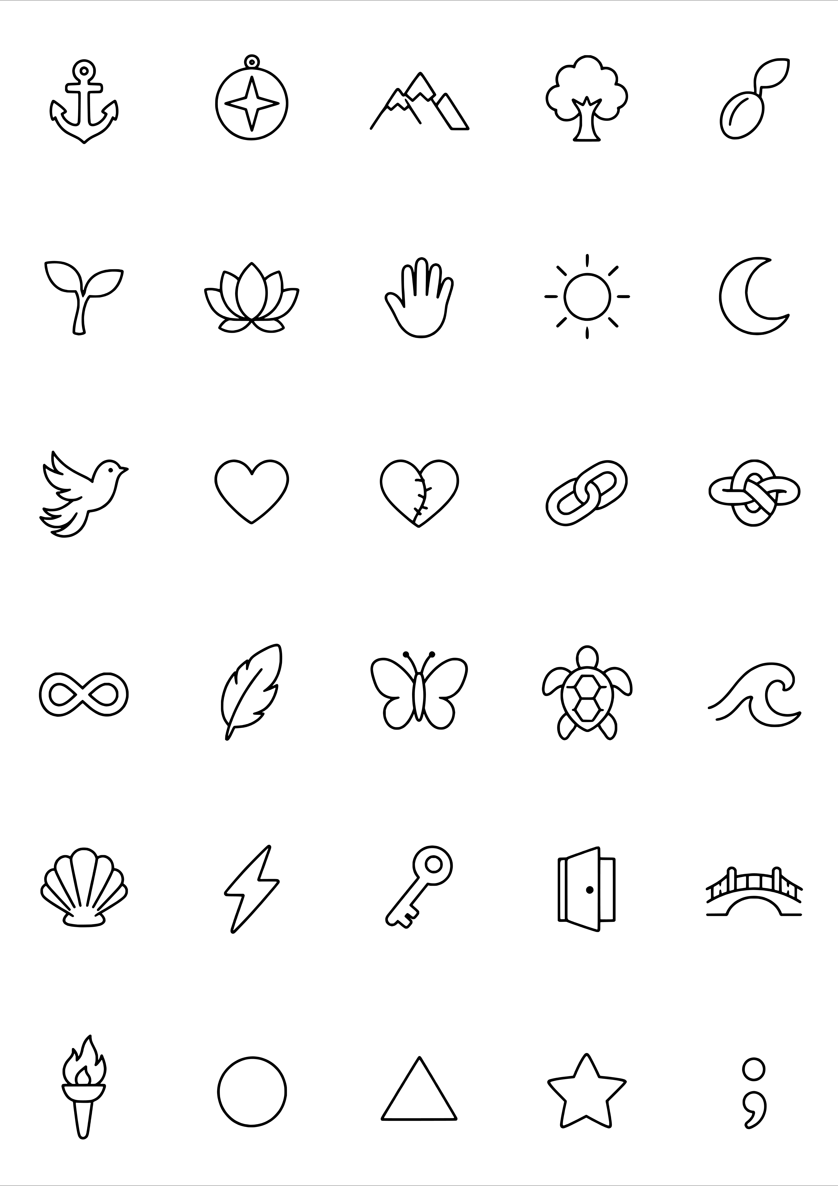 Tiny Meaningful Symbol Tattoo Coloring Page