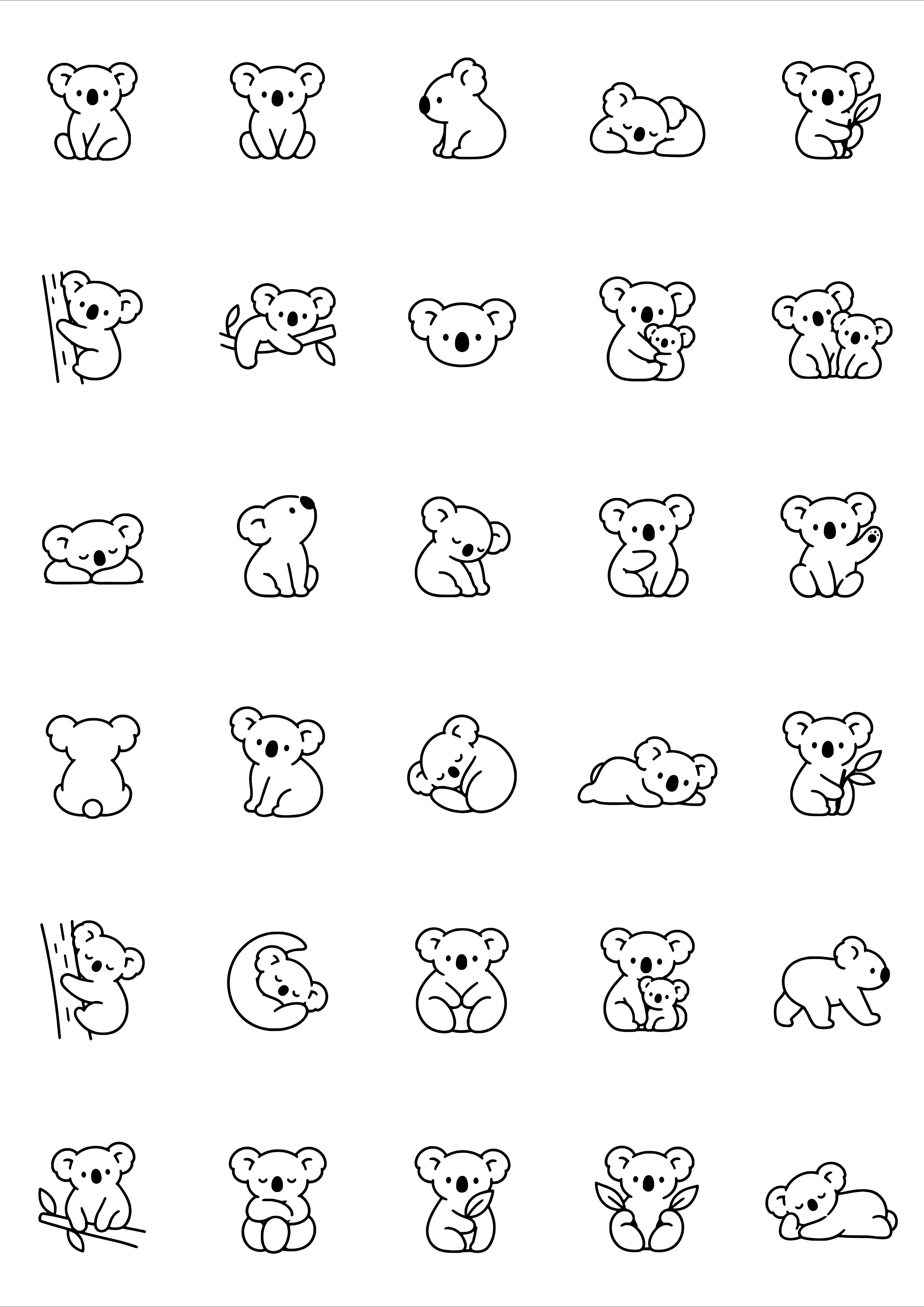 Tiny Koala Tattoo Coloring Page