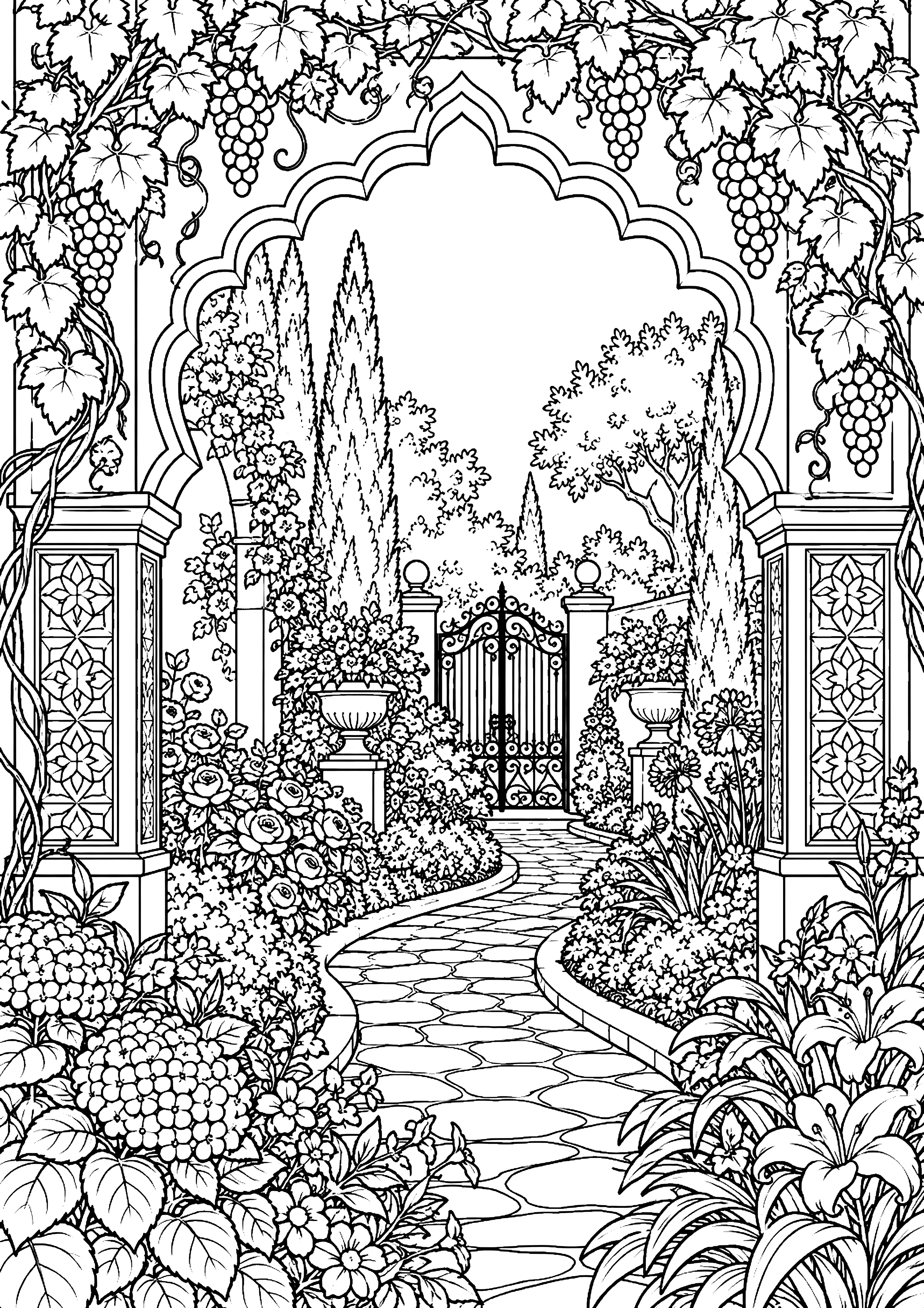 Vine Garden Arch Coloring Page