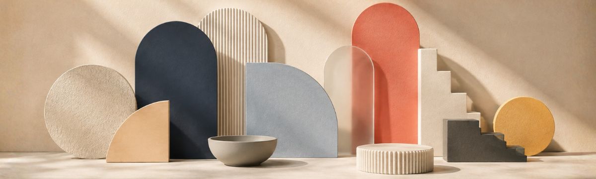 Abstract composition using contrasting shapes, textures, edges and lightness levels in addition to color.