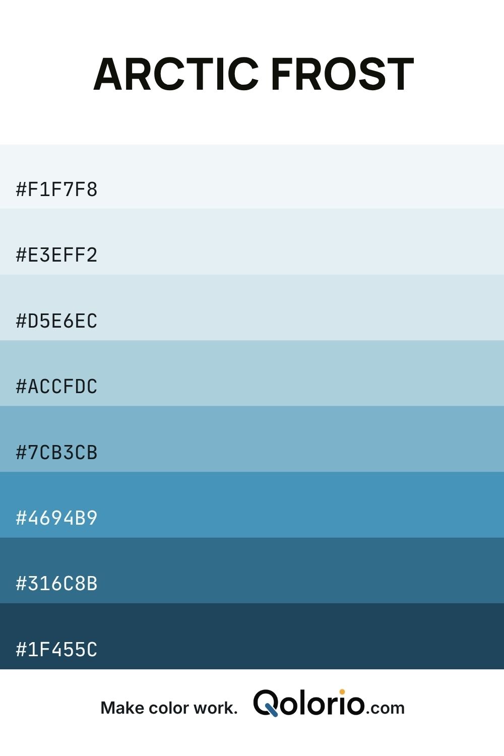Soft cool palette of frosted blue-gray shades progressing into deep blue.