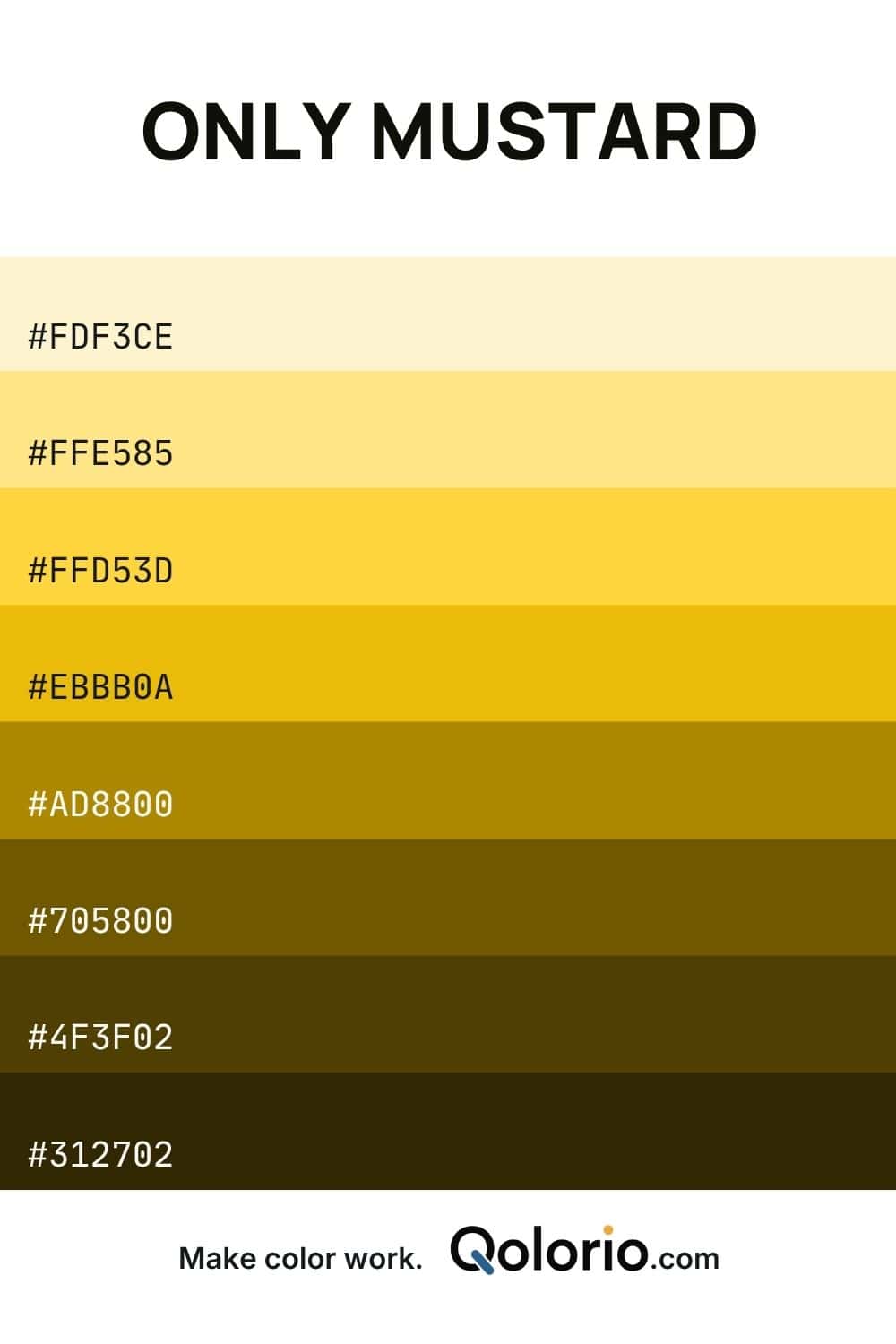 Warm mustard palette ranging from pale cream yellow to deep brown-gold.