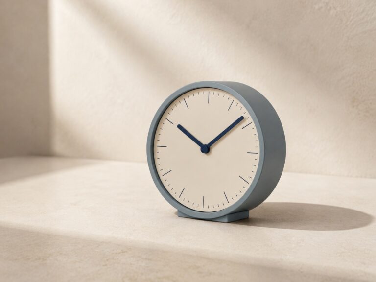 Studio clock on a stone pedestal