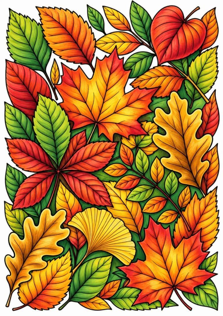 Repeating pattern of flowing leaves and curved stems.